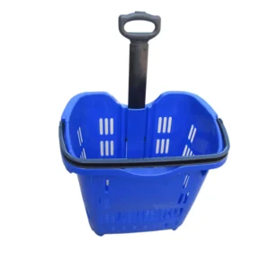 Wholesale Two-wheel Retractable Handle Plastic Shopping Basket WL-B40L